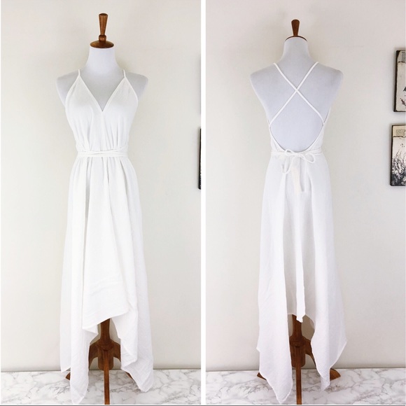 OPHELIA White Gauze Midi Wrap Dress coverup NWT - Picture 2 of 8